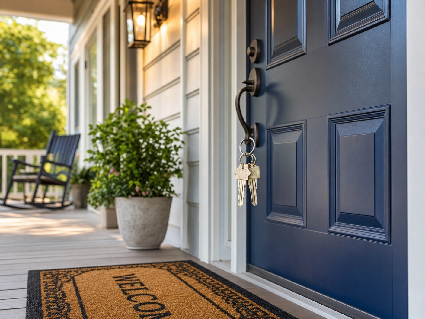 Welcoming front porch of rental home